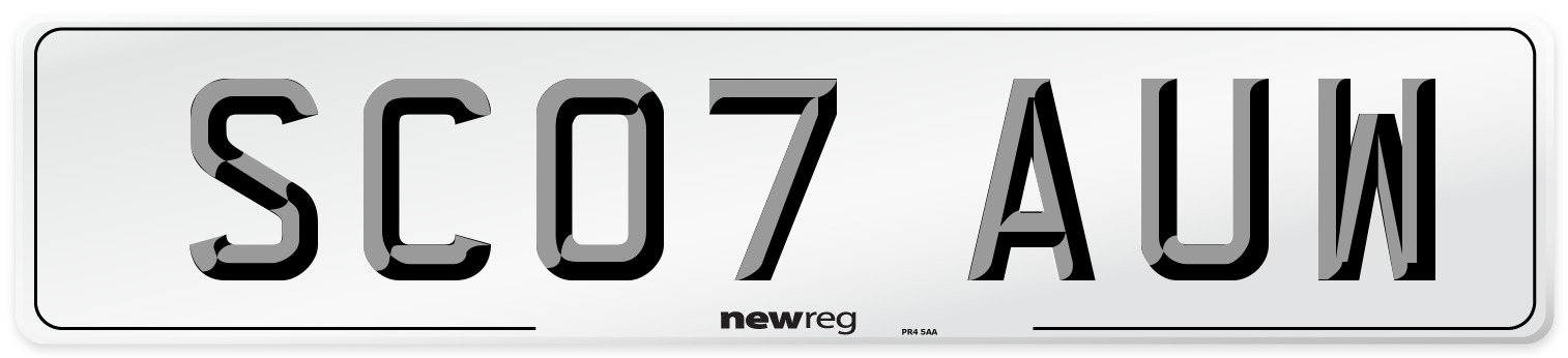 SC07 AUW Number Plate from New Reg